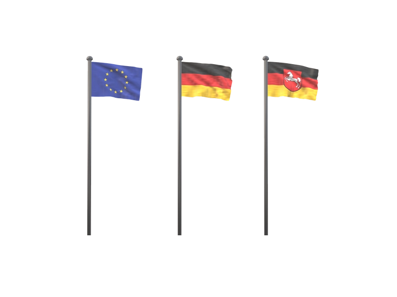 Beflaggung EU DEU NDS Vollmast Beflaggung EU DEU NDS Vollmast © Stadt Holzminden