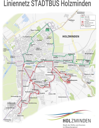 Linienplan Stadtbus Holzminden © Stadt Holzminden