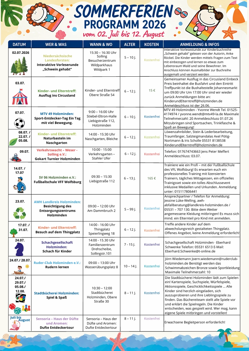 Sommerferienprogramm 2026 3&nbsp;&copy;&nbsp;Stadt Holzminden